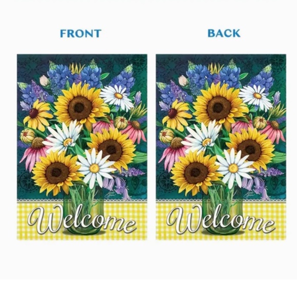 NEW DOUBLE SIDED WELCOME FLORAL BOUQUET 12" X 18" GARDEN FLAG PORCH HOME DECOR - Picture 2 of 6